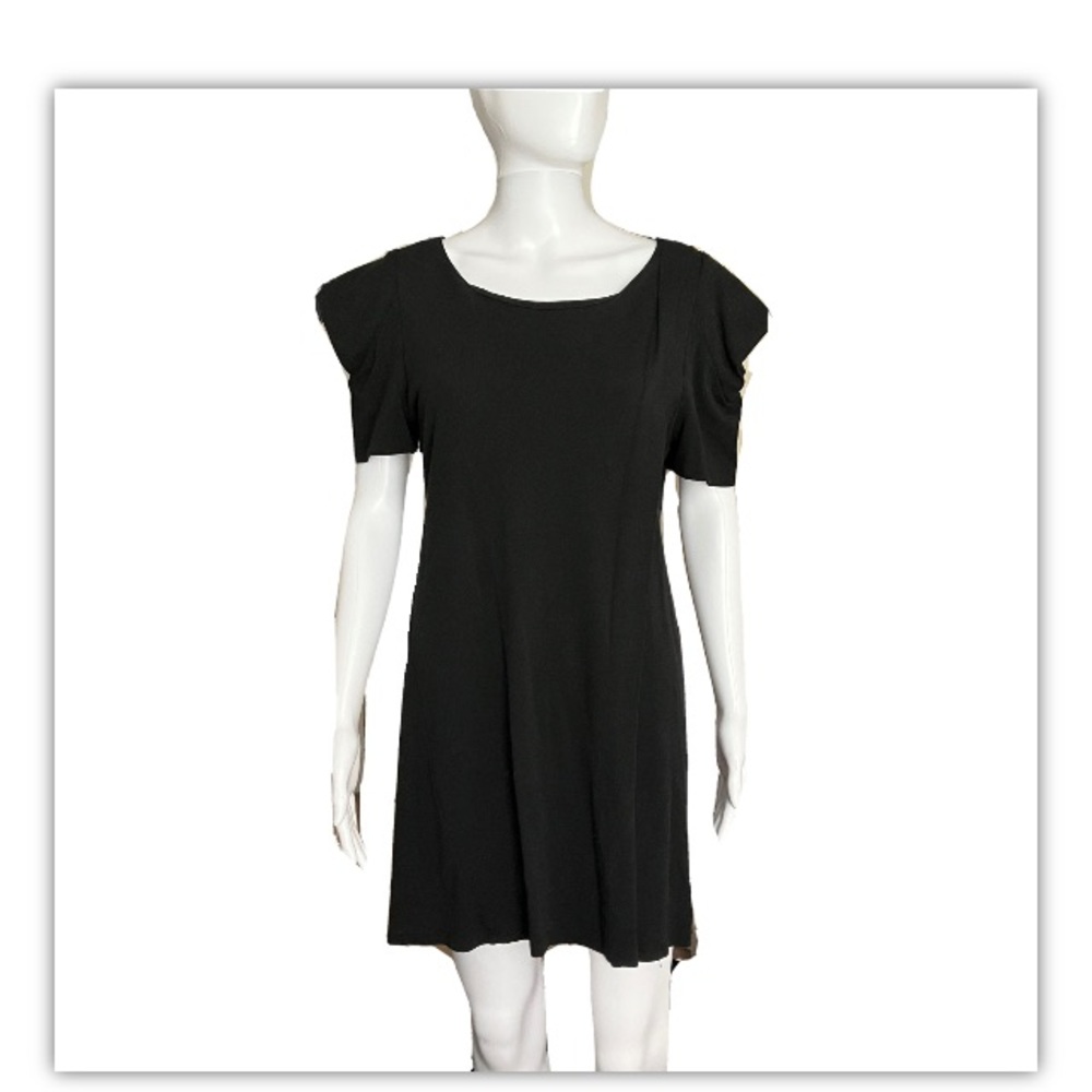 TOV Holy- G inc Short Sleeve  Black Dress Tunic Zipper Up Back Size EUR 40/US 8